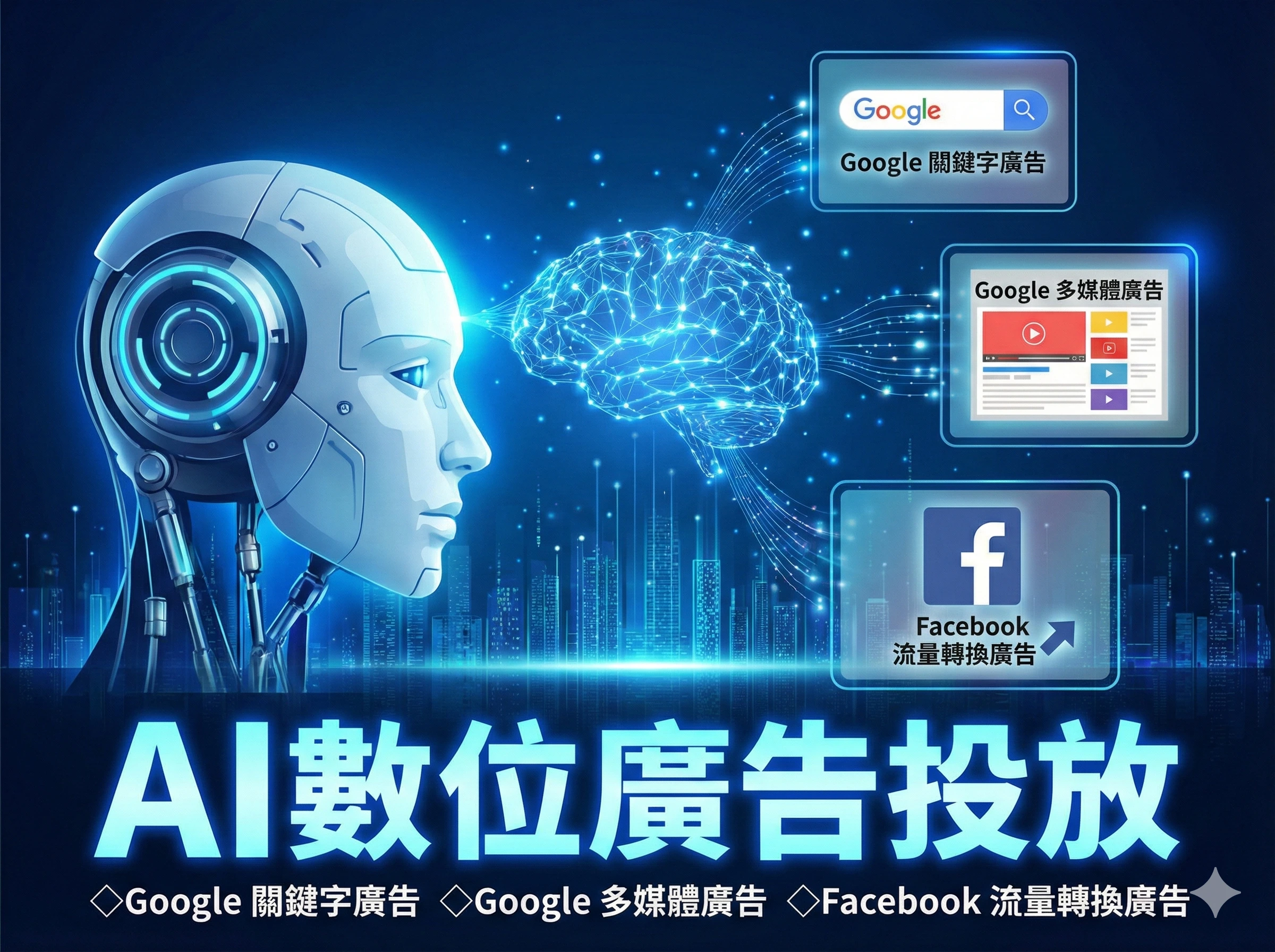 數位廣告服務:您的全方位夥伴,曝光不用錢,點擊才付費,Google ads廣告.FB廣告.AI廣告24小時投放,客戶滿意度最高